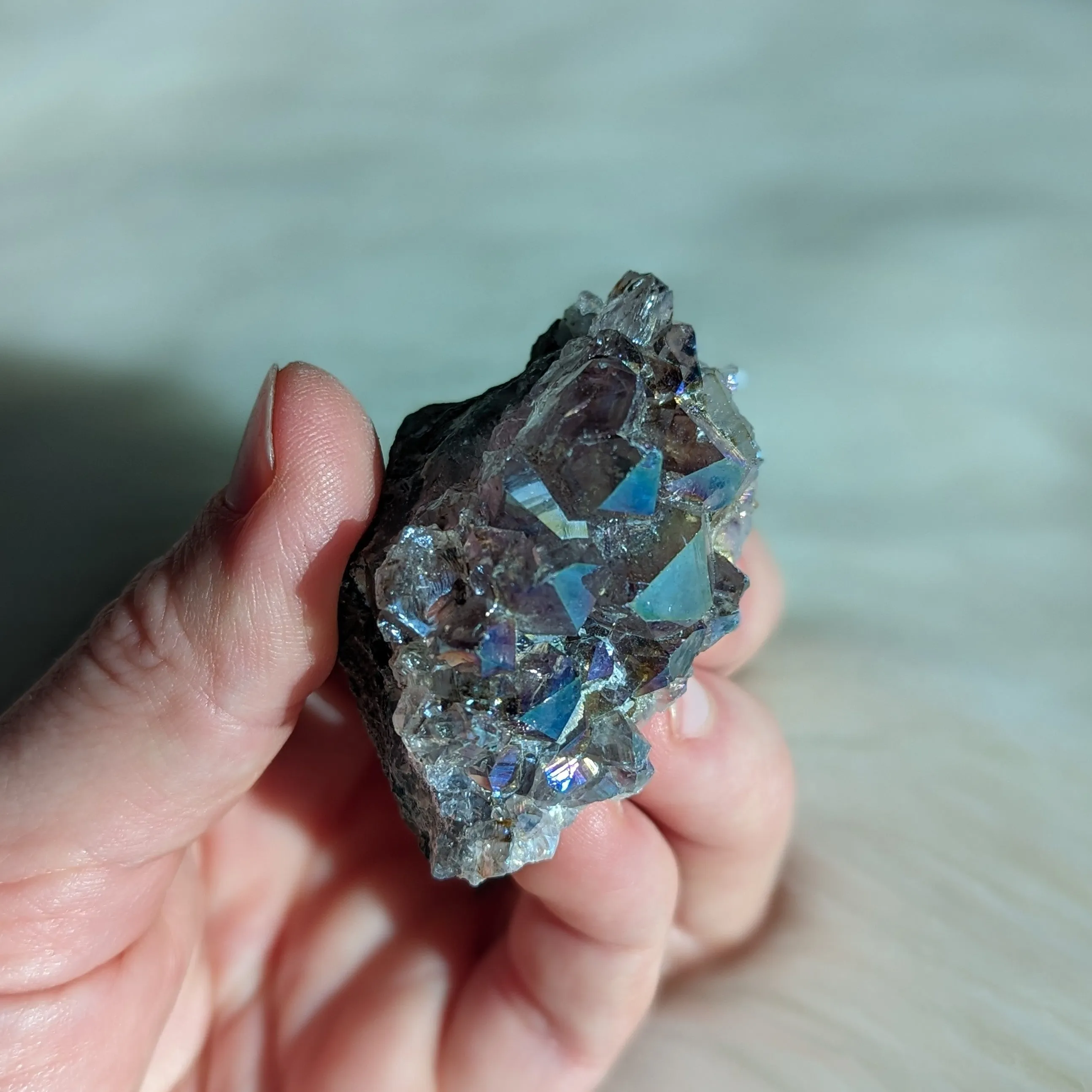 Titanium Rainbow Aura Amethyst Cluster #3 ~ Vibrant and Energetic