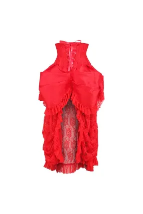 Top Drawer Steel Boned Red Lace Victorian Bustle Underbust Corset Dress