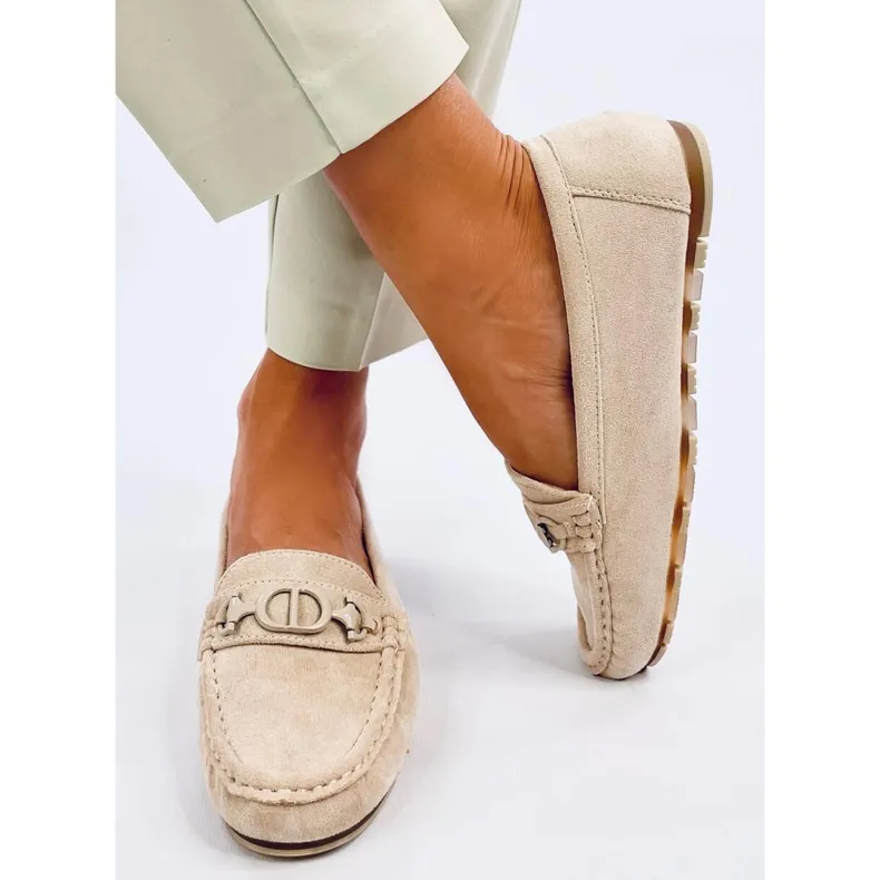 Trabei Beige women's suede moccasins