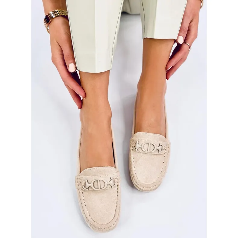 Trabei Beige women's suede moccasins