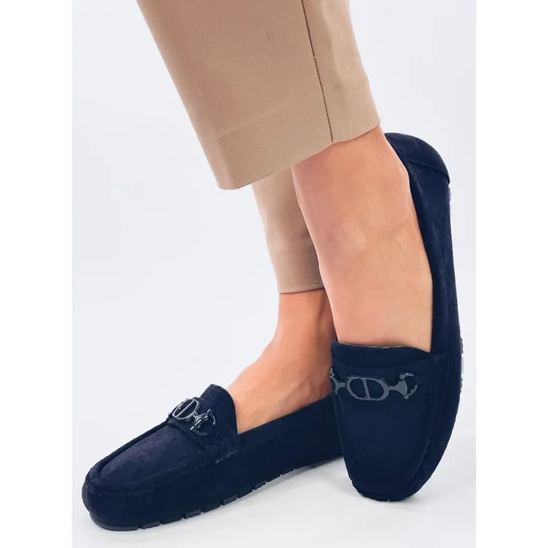 Trabei Navy women's suede moccasins blue