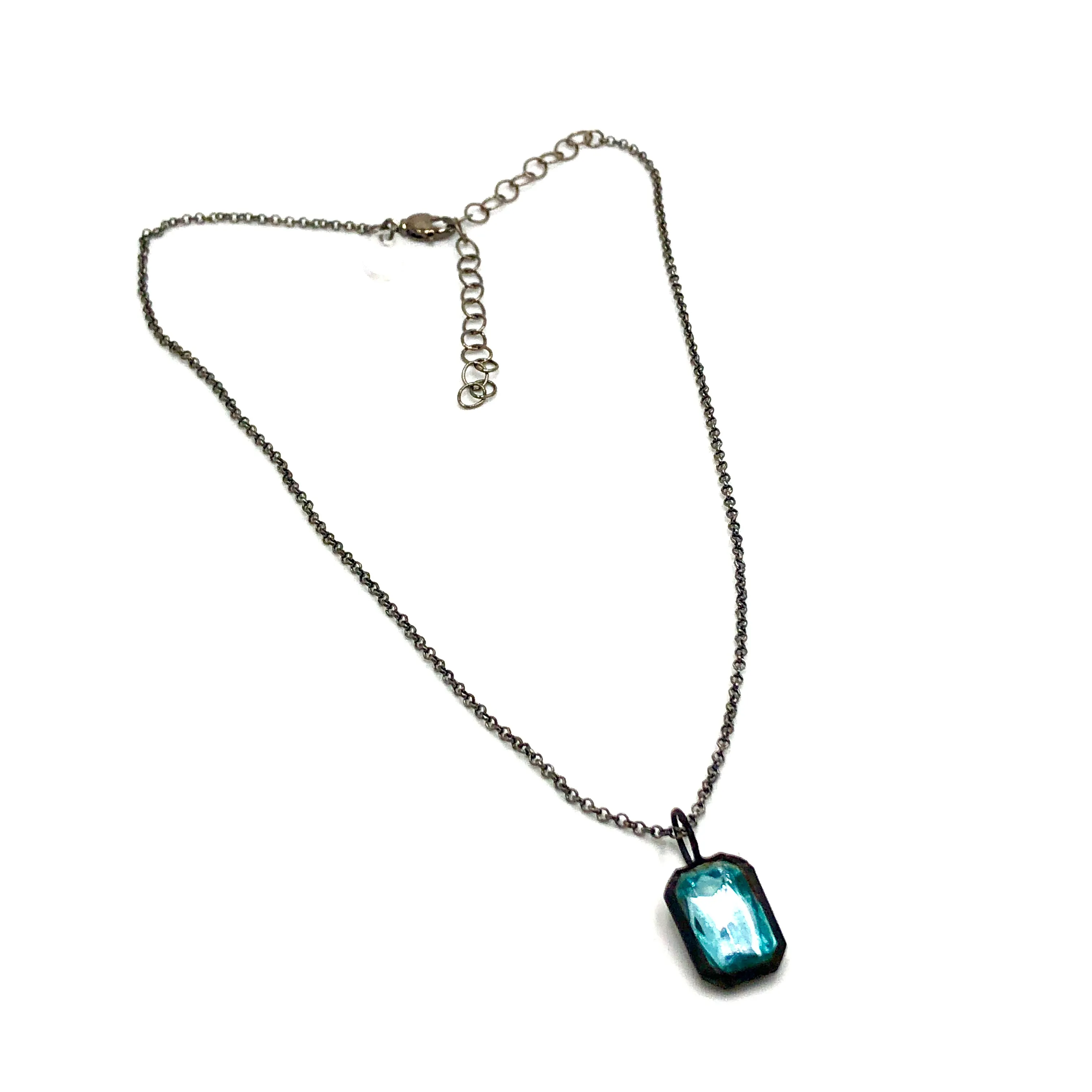 Turquoise Shine-On Small Rectangle Layering Necklace