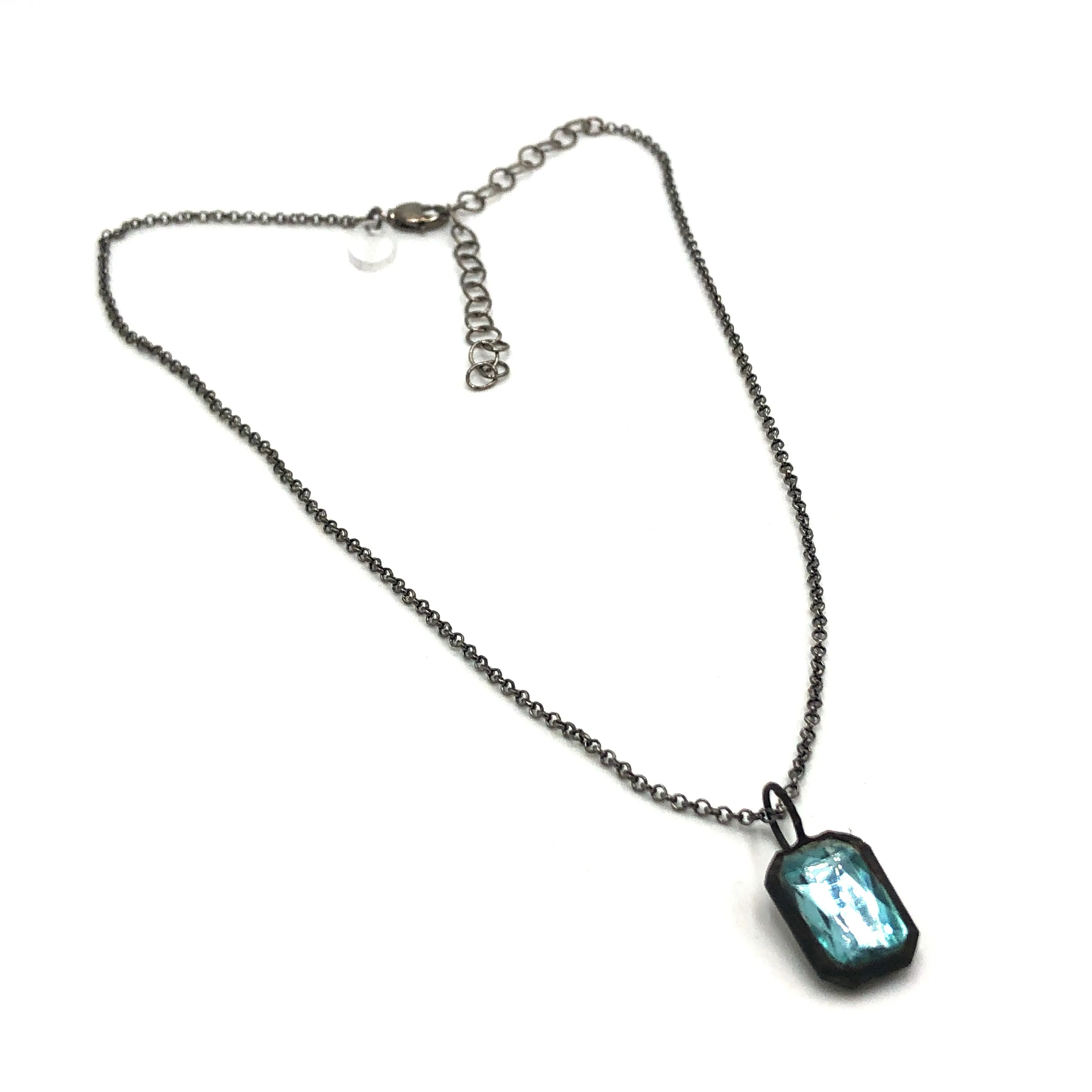 Turquoise Shine-On Small Rectangle Layering Necklace