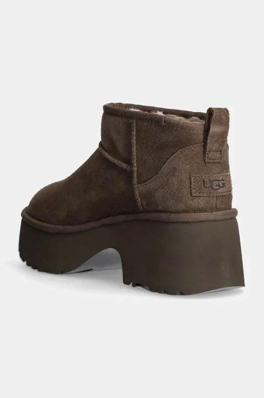 UGG suede ankle boots Classic Ultra Mini New Heights women's brown color 1158311-HCK