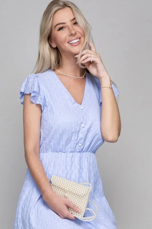 V neck embroidered eyelet dress