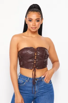 Venus Lace Up Choco Crop Top