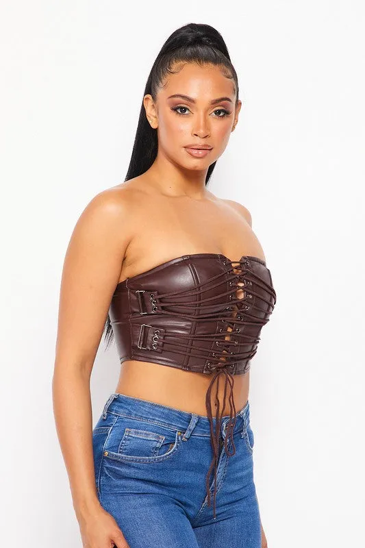 Venus Lace Up Choco Crop Top