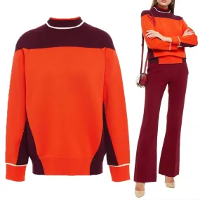 Victoria Beckham  |Crew Neck Casual Style Wool Bi-color Long Sleeves Medium