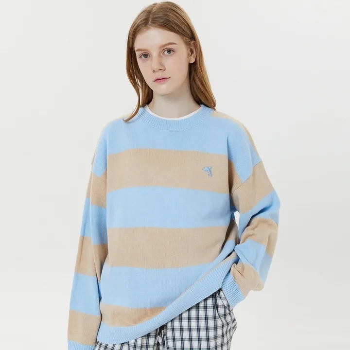 Wai Kei  |Crew Neck Stripes Casual Style Unisex Street Style U-Neck