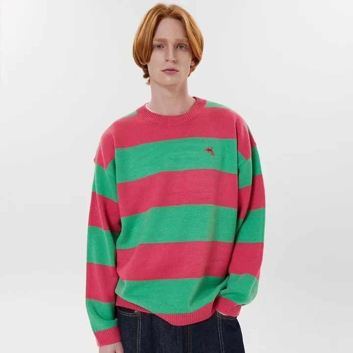 Wai Kei  |Crew Neck Stripes Casual Style Unisex Street Style U-Neck