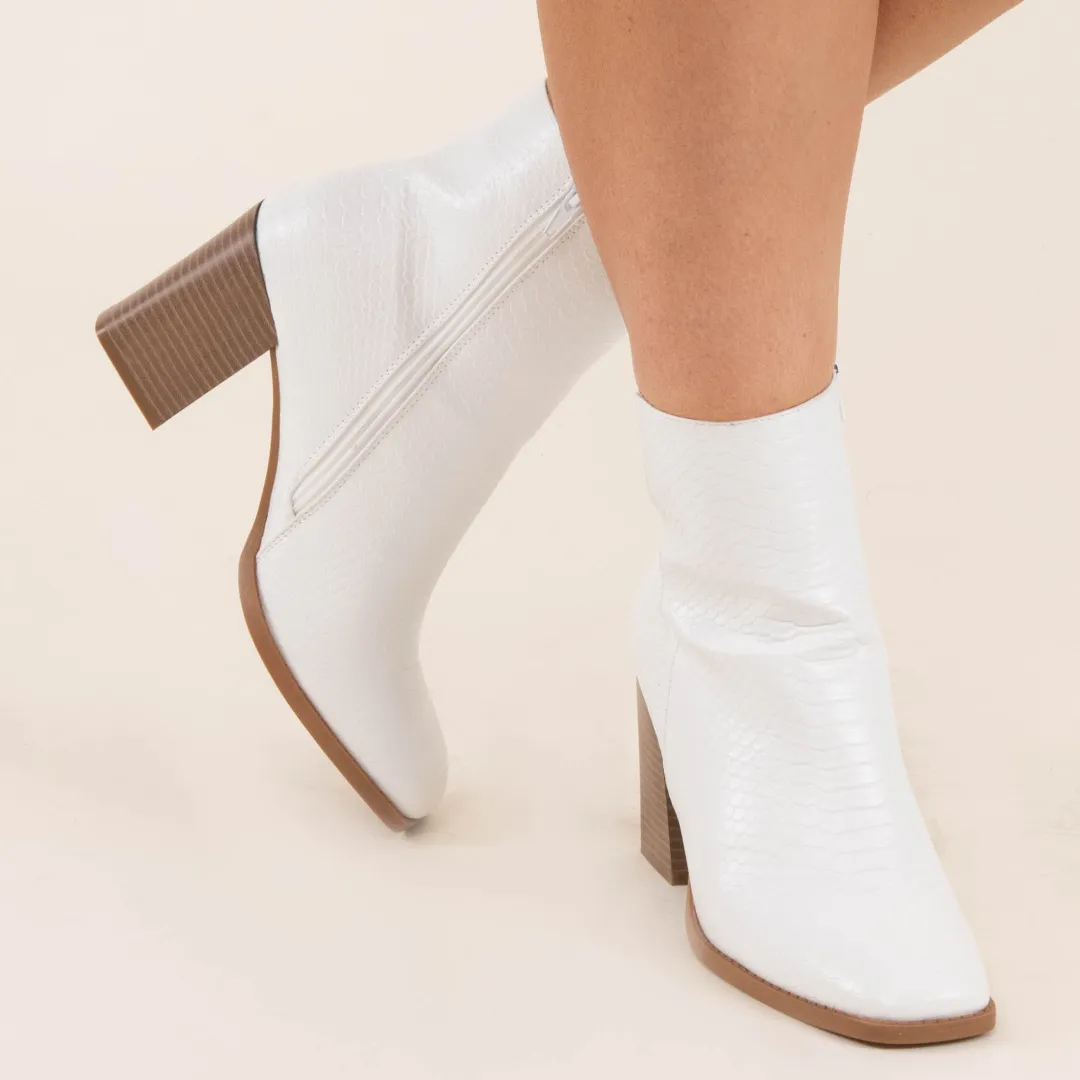 Walking Into The Great Unknown Booties, White