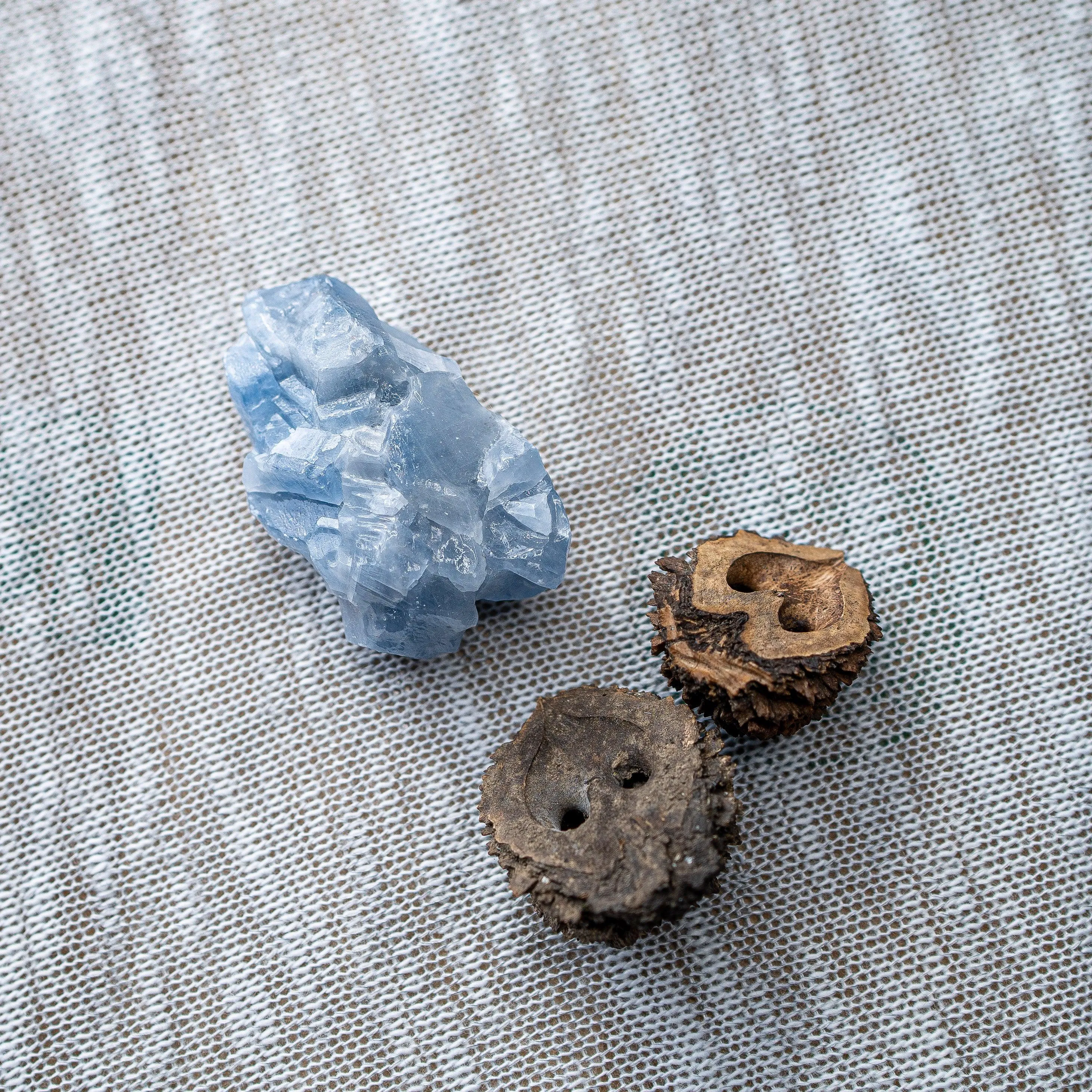 Watery Blue Calcite Small Free Form Specimen Set of 2 from Mexico~ Beautiful Acid Wash