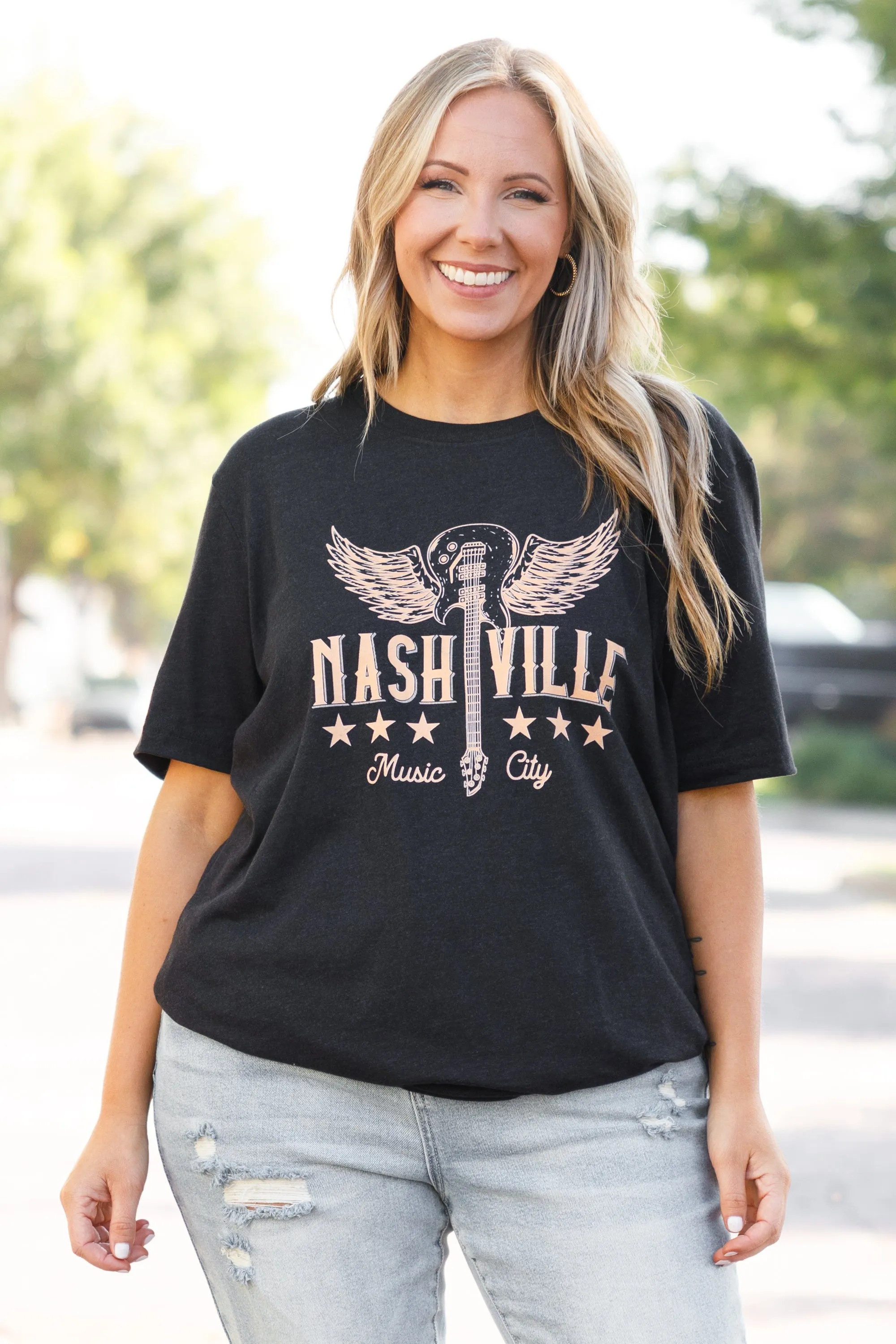 Welcome To Music City Tee, Black Heather