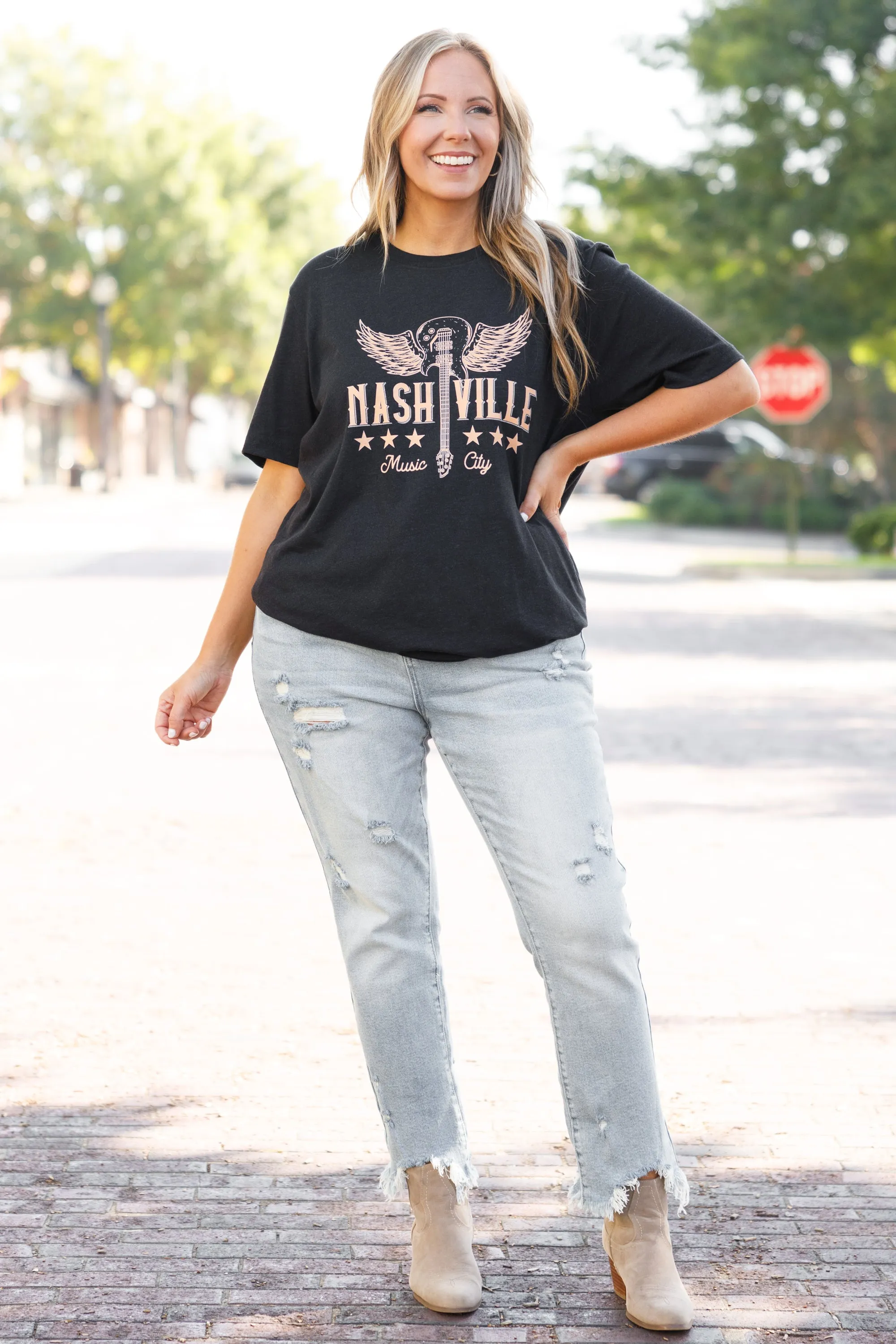 Welcome To Music City Tee, Black Heather