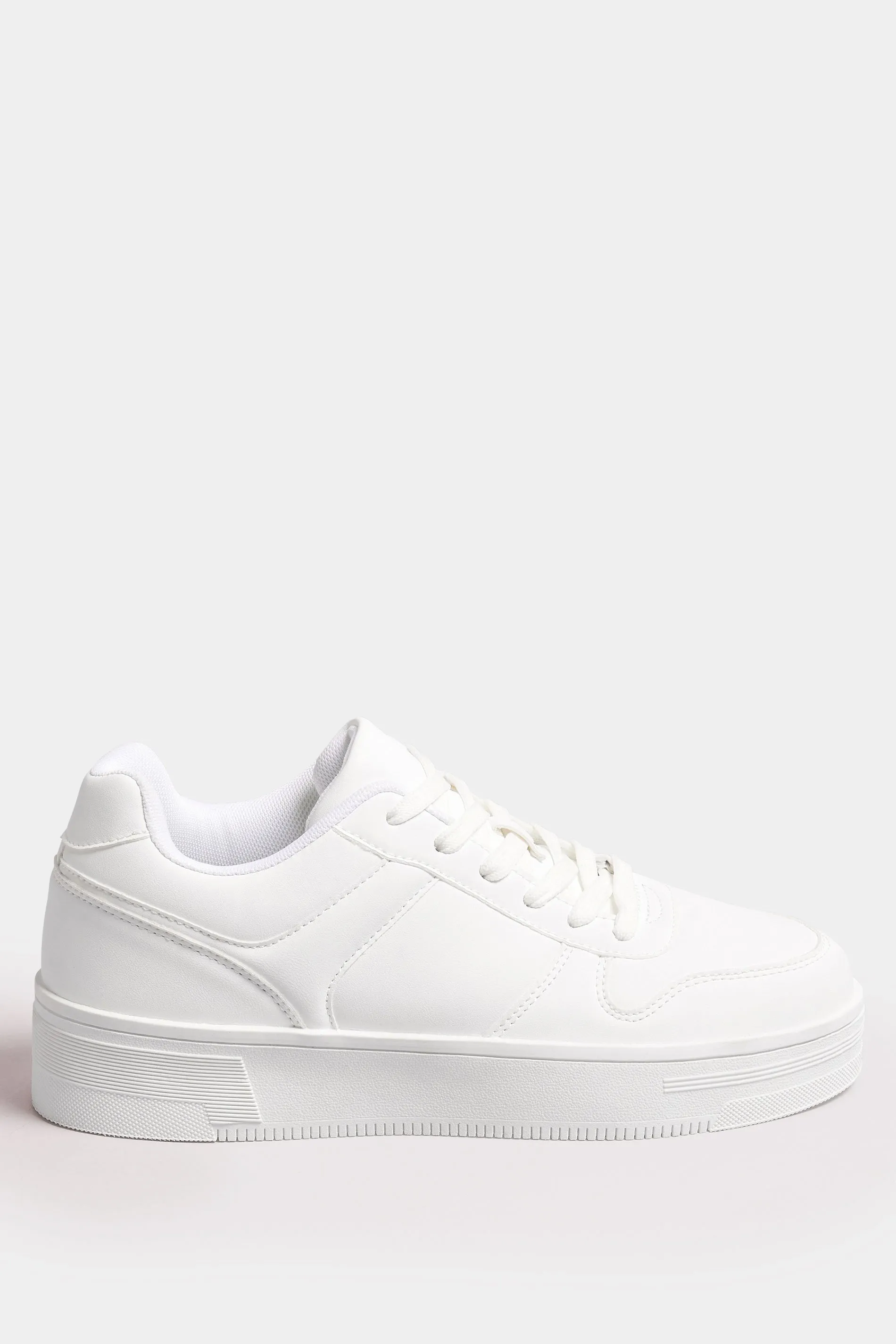 White Chunky Lace Up Trainer In Wide E Fit