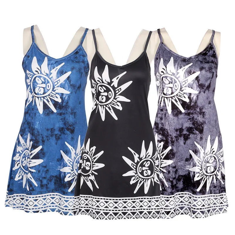 Women Sunflower Print Dress Floral Ethnic Casual Dresses Boho Sunflower Animal Dress SM6