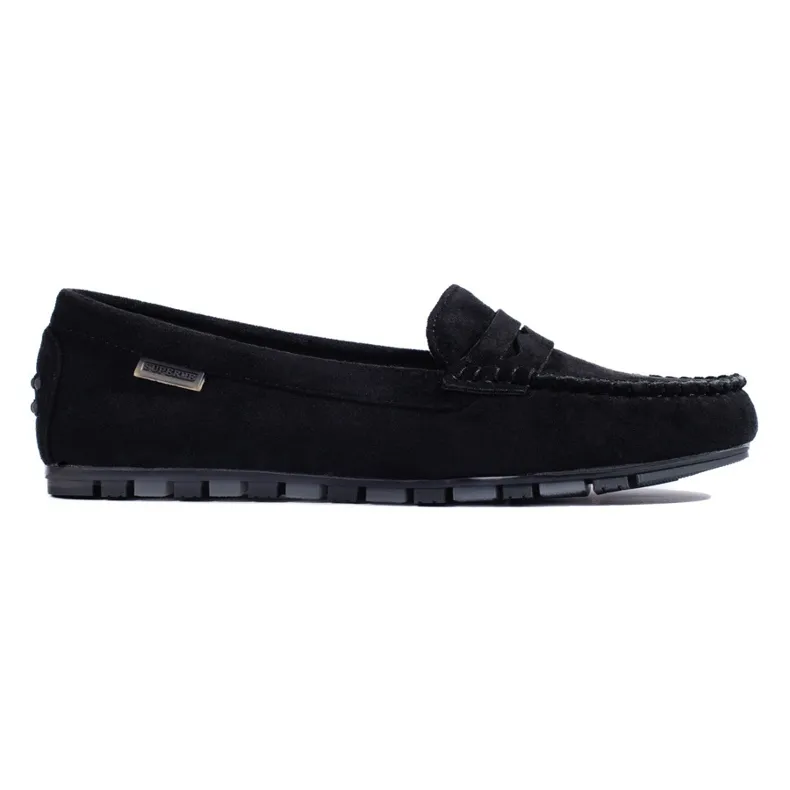 Women's black suede moccasins