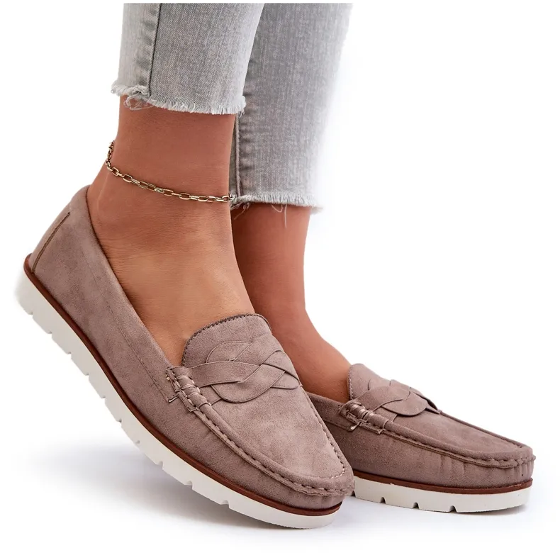 Women's Eco Suede Moccasins, Dark Beige Nestalia