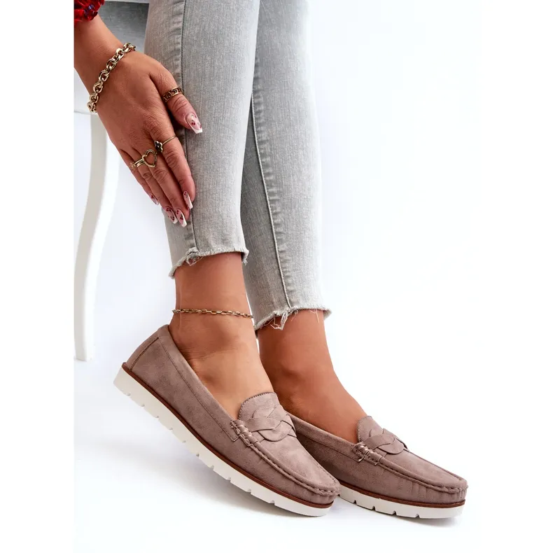 Women's Eco Suede Moccasins, Dark Beige Nestalia