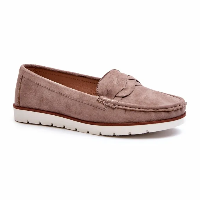 Women's Eco Suede Moccasins, Dark Beige Nestalia