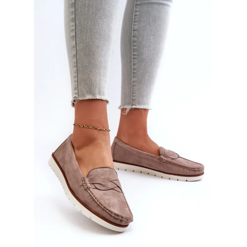 Women's Eco Suede Moccasins, Dark Beige Nestalia