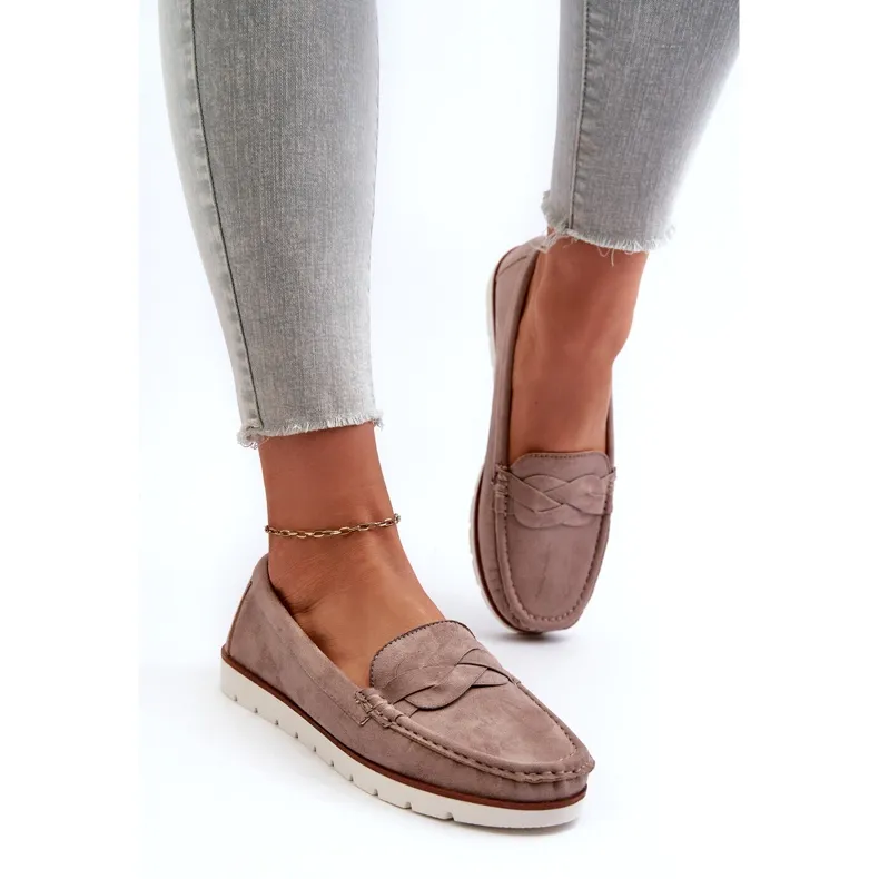 Women's Eco Suede Moccasins, Dark Beige Nestalia