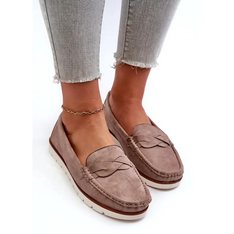 Women's Eco Suede Moccasins, Dark Beige Nestalia