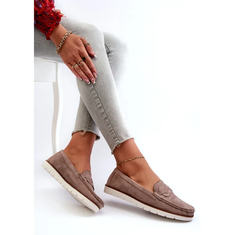 Women's Eco Suede Moccasins, Dark Beige Nestalia