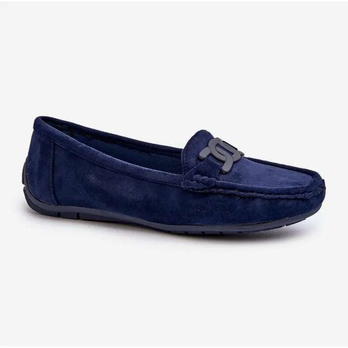 Women's Fashionable Suede Moccasins Navy Blue Rabell