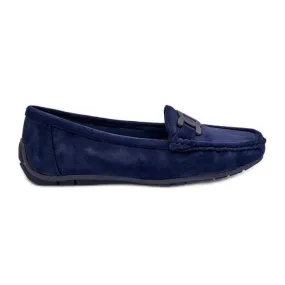 Women's Fashionable Suede Moccasins Navy Blue Rabell