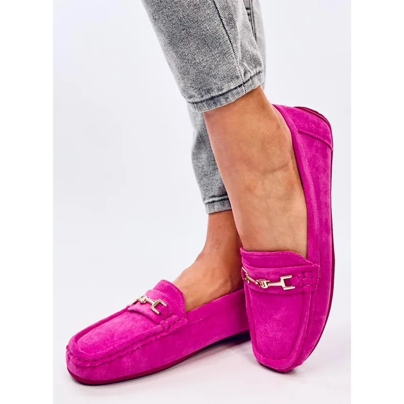 Women's suede moccasins Sourd Fuchsia pink