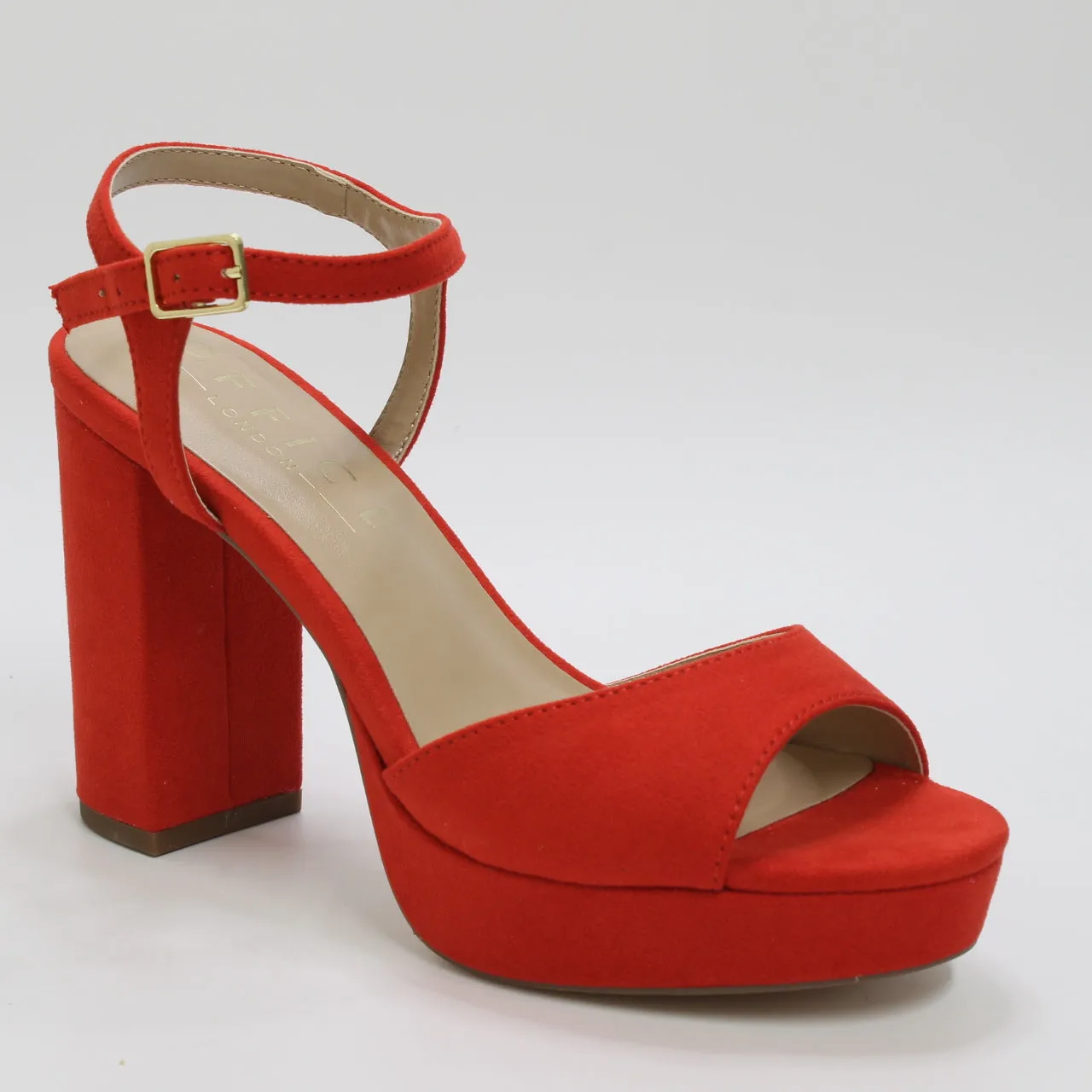 Womens Office Haven Round Toe Platform Sandals Red