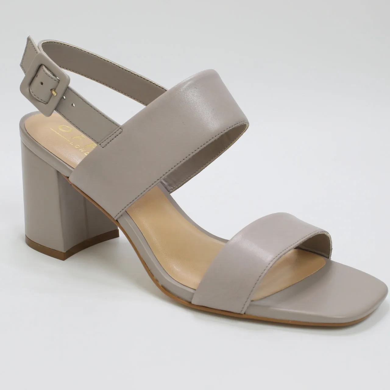 Womens Office Madeline Two Part Block Heels Grey Leather