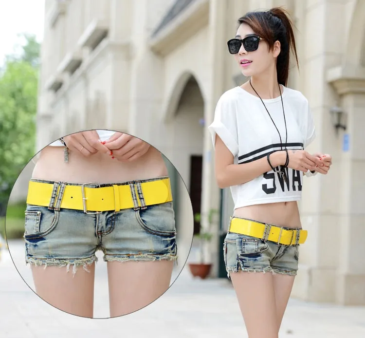 Women's Summer Casual Cotton Low Waist Zipper Fly Skinny Shorts