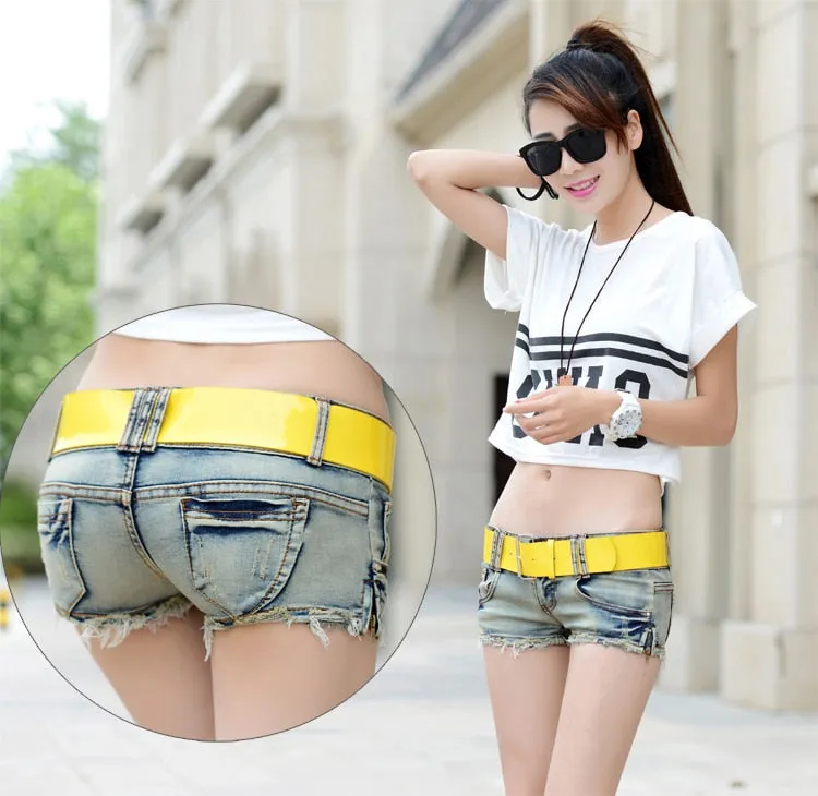 Women's Summer Casual Cotton Low Waist Zipper Fly Skinny Shorts