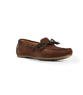 Womens/ladies sofia suede moccasins brown Moretta