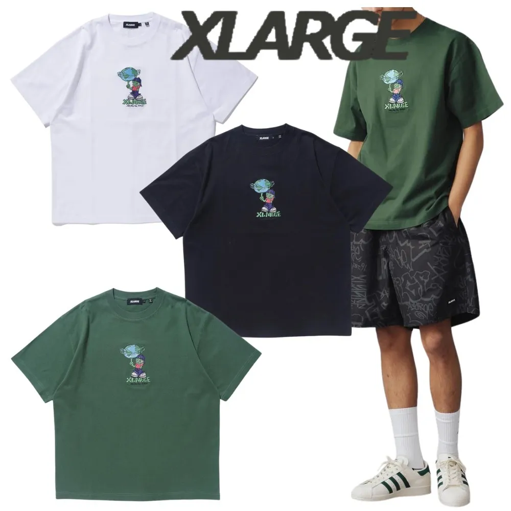 X-Large  |Unisex Street Style U-Neck Plain Cotton Short Sleeves