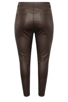 YOURS Curve Chocolate Brown Coated Skinny Stretch AVA Jeans